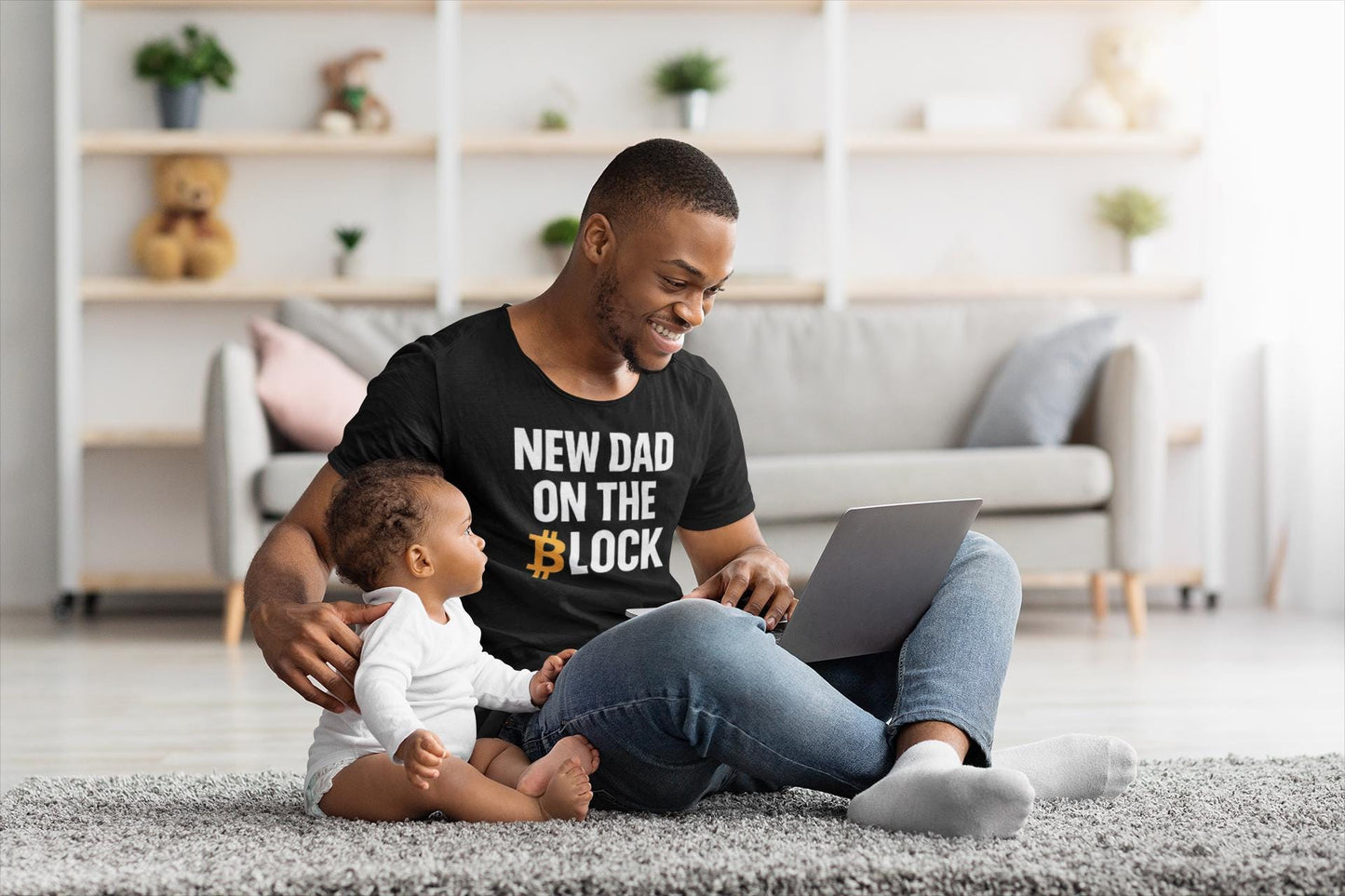 New Dad On the Block Crypto Bitcoin T-Shirt