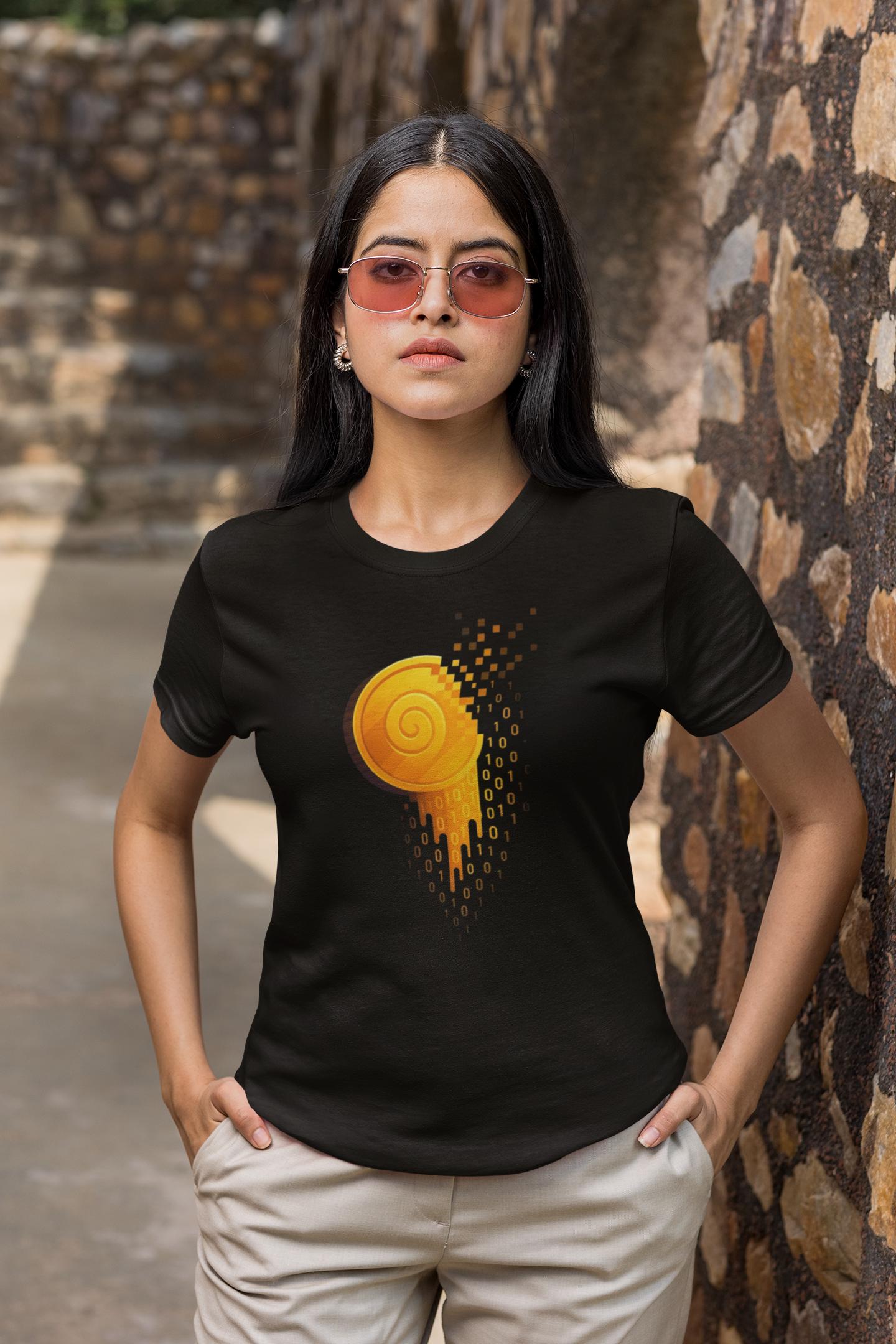 Crypto Gold Coin T-Shirt, Binary Code Tee, Futuristic Cryptocurrency Shirt, Digital Gold Rush Gift for Crypto Investor