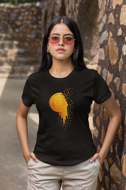 Crypto Gold Coin T-Shirt, Binary Code Tee, Futuristic Cryptocurrency Shirt, Digital Gold Rush Gift for Crypto Investor