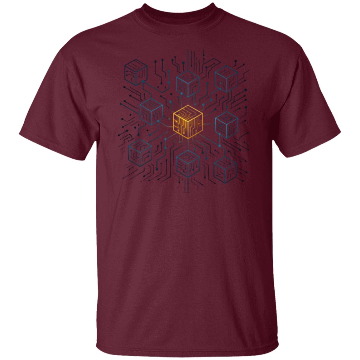Blockchain Network T-Shirt, Circuit Cube Crypto Shirt, Tech Crypto Investor Gift, Futuristic Blockchain Matrix Tee