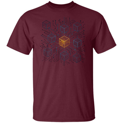 Blockchain Network T-Shirt, Circuit Cube Crypto Shirt, Tech Crypto Investor Gift, Futuristic Blockchain Matrix Tee