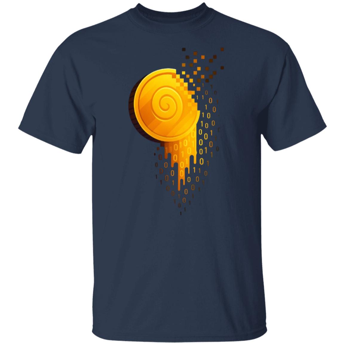 Crypto Gold Coin T-Shirt, Binary Code Tee, Futuristic Cryptocurrency Shirt, Digital Gold Rush Gift for Crypto Investor
