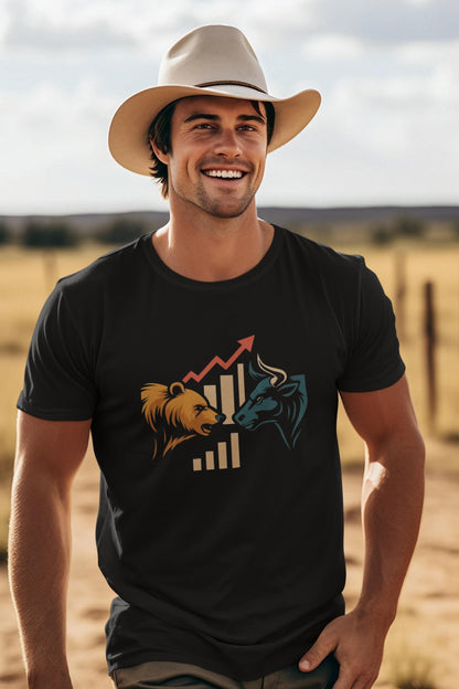 Bull and Bear Stock Market T-Shirt, Retro Bull vs Bear Tee, Trading Investor Gift, Wall Street Finance Shirt