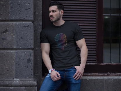 AI Circuit Head T-Shirt – Futuristic Tech & Cyberpunk Graphic Tee | Heavyweight Unisex 100% USA Cotton | Artificial Intelligence Gift