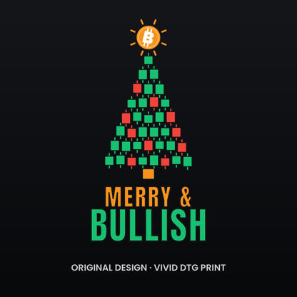 Bitcoin Christmas Shirt, Merry and Bullish Crypto Tee, Candlestick Christmas Tree T-Shirt, Crypto Trader Gift, BTC Holiday Shirt