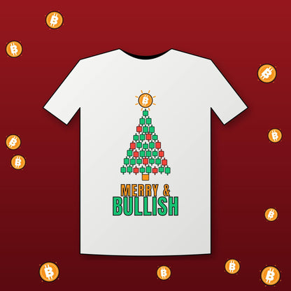 Bitcoin Christmas Shirt, Merry and Bullish Crypto Tee, Candlestick Christmas Tree T-Shirt, Crypto Trader Gift, BTC Holiday Shirt