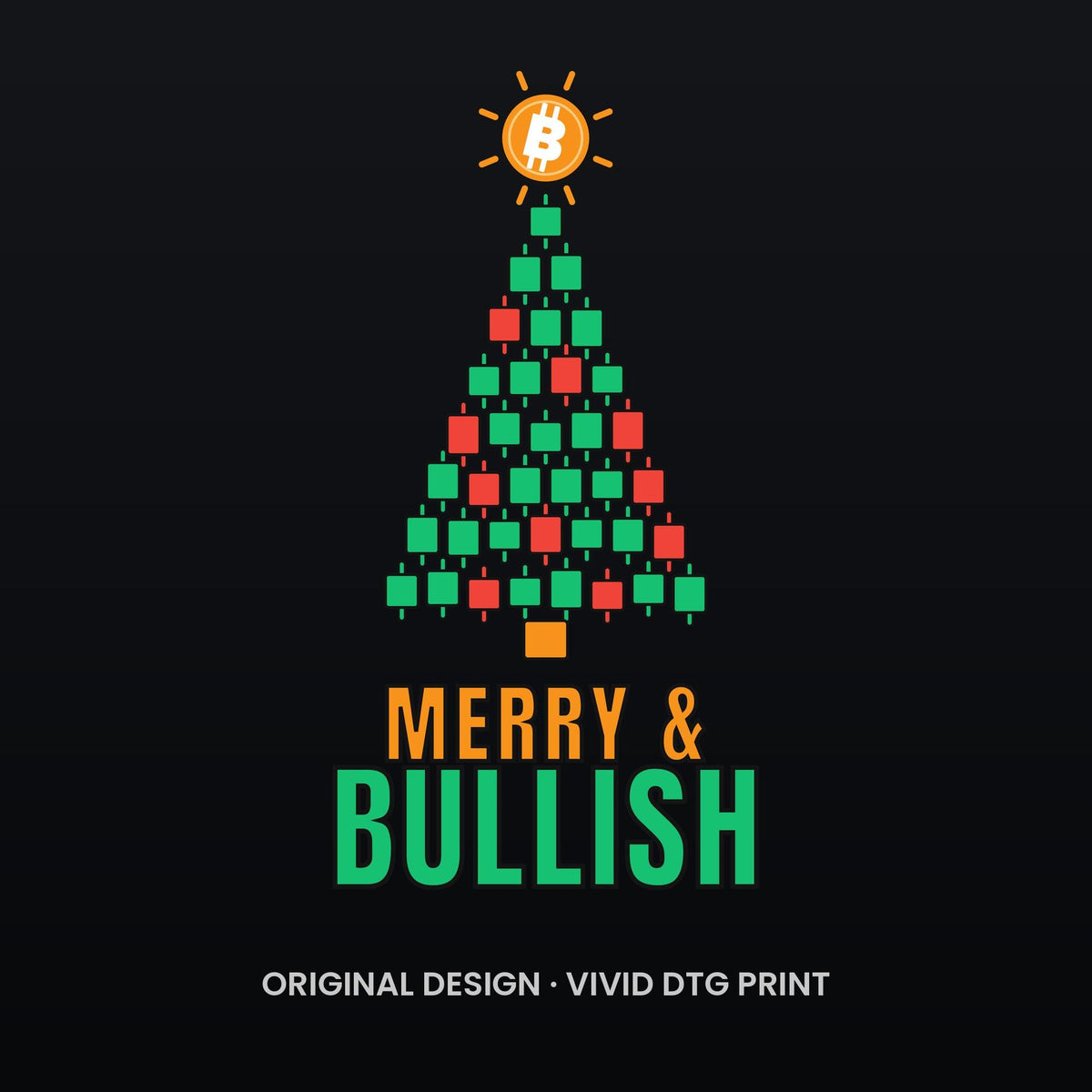 Bitcoin Christmas Long Sleeve Shirt, Merry and Bullish Crypto Tee, Candlestick Christmas Tree, Crypto Trader Gift, BTC Holiday Shirt