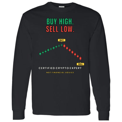 Buy High Sell Low Long Sleeve Shirt, Funny Crypto Tee, Day Trader Gift, Stock Market Humor Shirt, Crypto Investor Gift