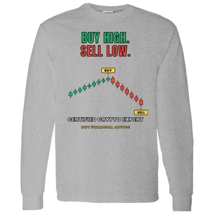 Buy High Sell Low Long Sleeve Shirt, Funny Crypto Tee, Day Trader Gift, Stock Market Humor Shirt, Crypto Investor Gift