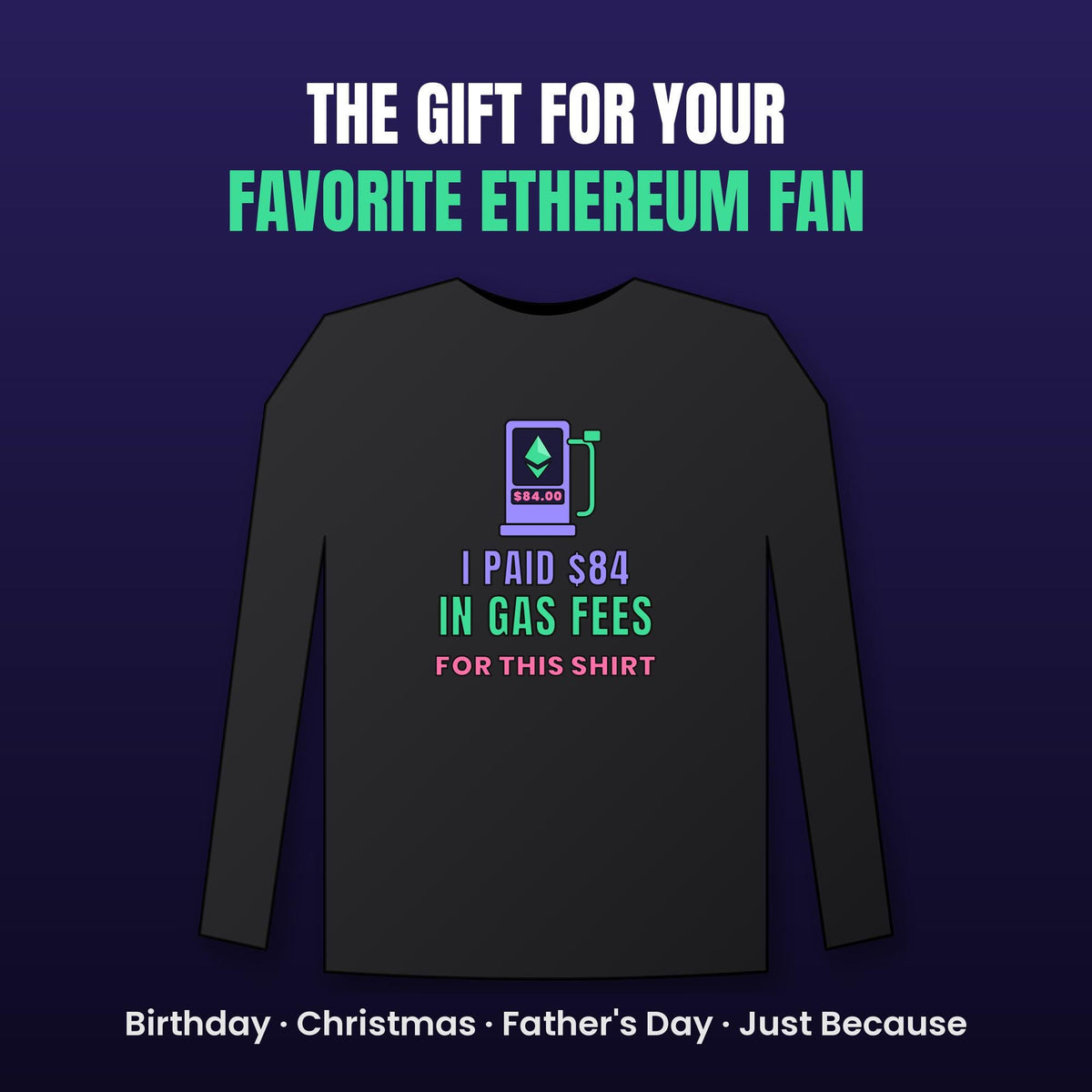 Ethereum Gas Fees Long Sleeve Shirt, Funny Crypto Tee, I Paid 84 Dollars in Gas Fees, ETH Shirt, Crypto Trader Gift