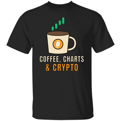 Coffee Charts and Crypto Shirt, Funny Bitcoin Coffee T-Shirt, Crypto Trader Gift, Coffee Lover Tee, Day Trader Shirt