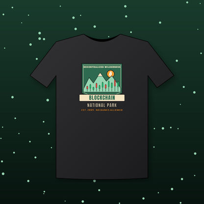 Blockchain National Park Shirt, Funny Bitcoin T-Shirt, Vintage Park Badge Crypto Tee, Hiking Crypto Gift, Crypto Investor Gift