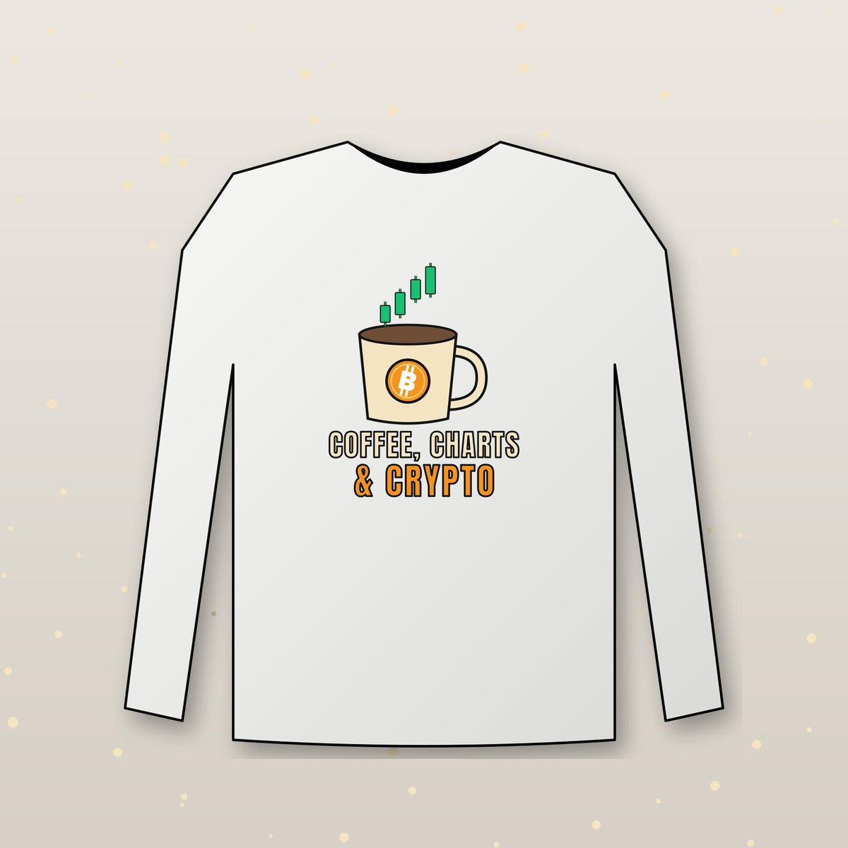Coffee Charts and Crypto Long Sleeve Shirt, Funny Bitcoin Coffee Tee, Crypto Trader Gift, Coffee Lover Gift