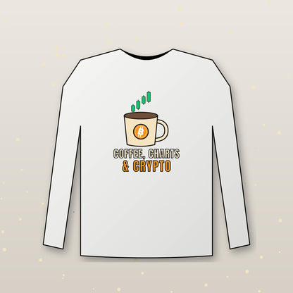 Coffee Charts and Crypto Long Sleeve Shirt, Funny Bitcoin Coffee Tee, Crypto Trader Gift, Coffee Lover Gift