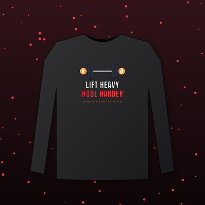 Lift Heavy Hodl Harder Long Sleeve Shirt, Bitcoin Gym Tee, Crypto Workout Shirt, Weightlifting Gift