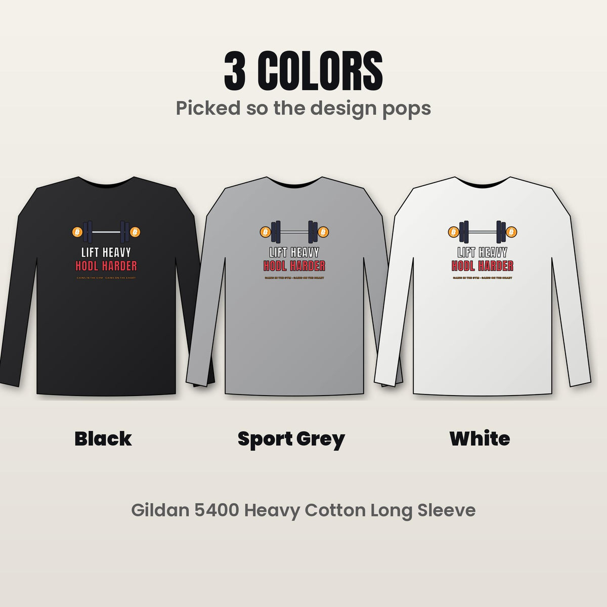 Lift Heavy Hodl Harder Long Sleeve Shirt, Bitcoin Gym Tee, Crypto Workout Shirt, Weightlifting Gift