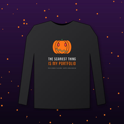 Halloween Crypto Long Sleeve Shirt, Scariest Thing Is My Portfolio Tee, Funny Pumpkin Crypto Shirt, Trader Gift