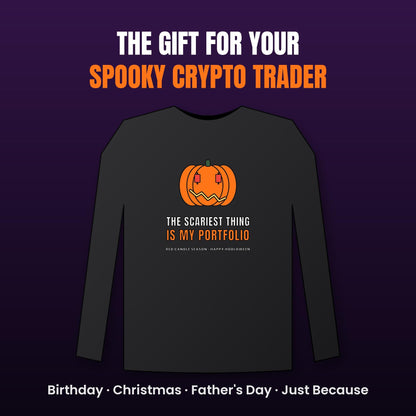 Halloween Crypto Long Sleeve Shirt, Scariest Thing Is My Portfolio Tee, Funny Pumpkin Crypto Shirt, Trader Gift