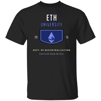 ETH University Shirt, Ethereum Varsity T-Shirt, Collegiate Crypto Tee, Crypto Student Gift, Ethereum Gift, Blockchain Shirt