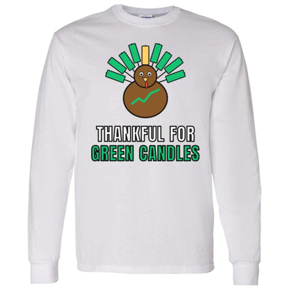 Thankful For Green Candles Long Sleeve Shirt, Funny Thanksgiving Crypto Tee, Turkey Trader Shirt, Trader Gift