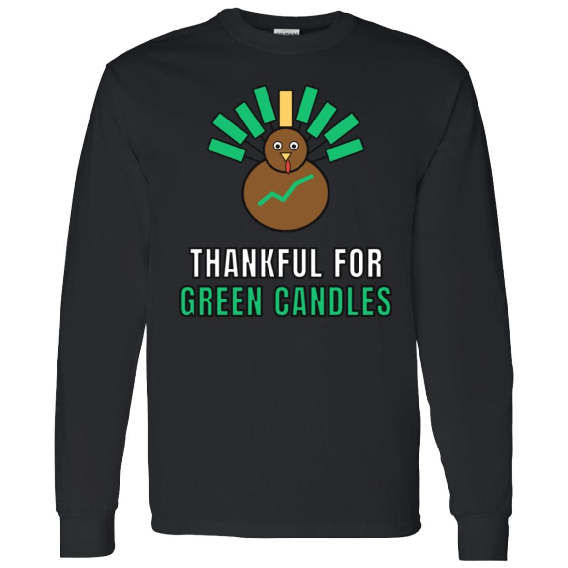Thankful For Green Candles Long Sleeve Shirt, Funny Thanksgiving Crypto Tee, Turkey Trader Shirt, Trader Gift