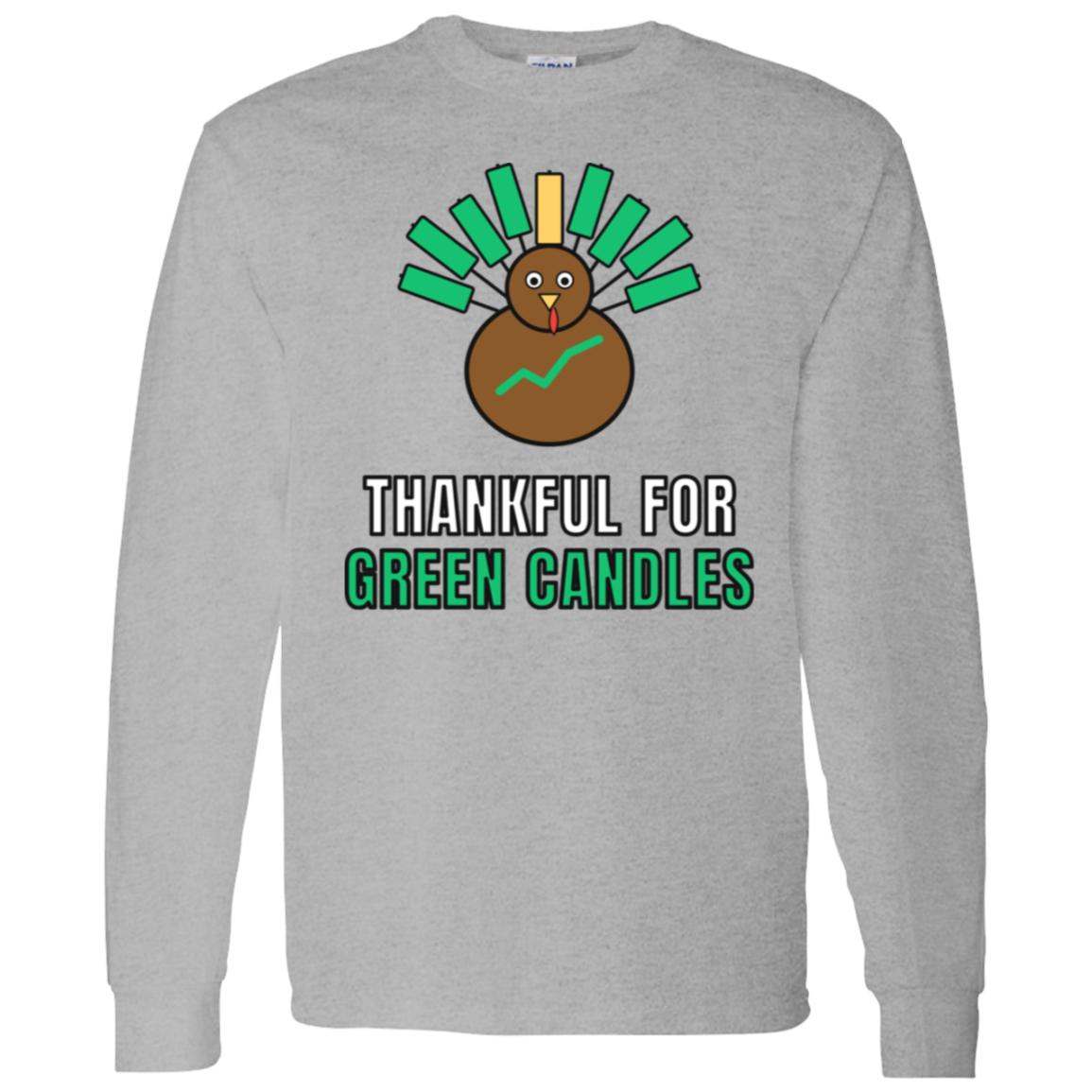 Thankful For Green Candles Long Sleeve Shirt, Funny Thanksgiving Crypto Tee, Turkey Trader Shirt, Trader Gift