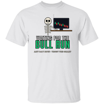 Waiting For The Bull Run Shirt, Funny Skeleton Crypto T-Shirt, Crypto Trader Tee, Stock Market Gift, Day Trader Humor Shirt