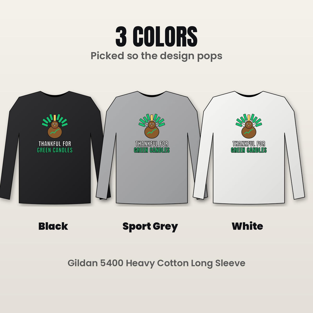 Thankful For Green Candles Long Sleeve Shirt, Funny Thanksgiving Crypto Tee, Turkey Trader Shirt, Trader Gift