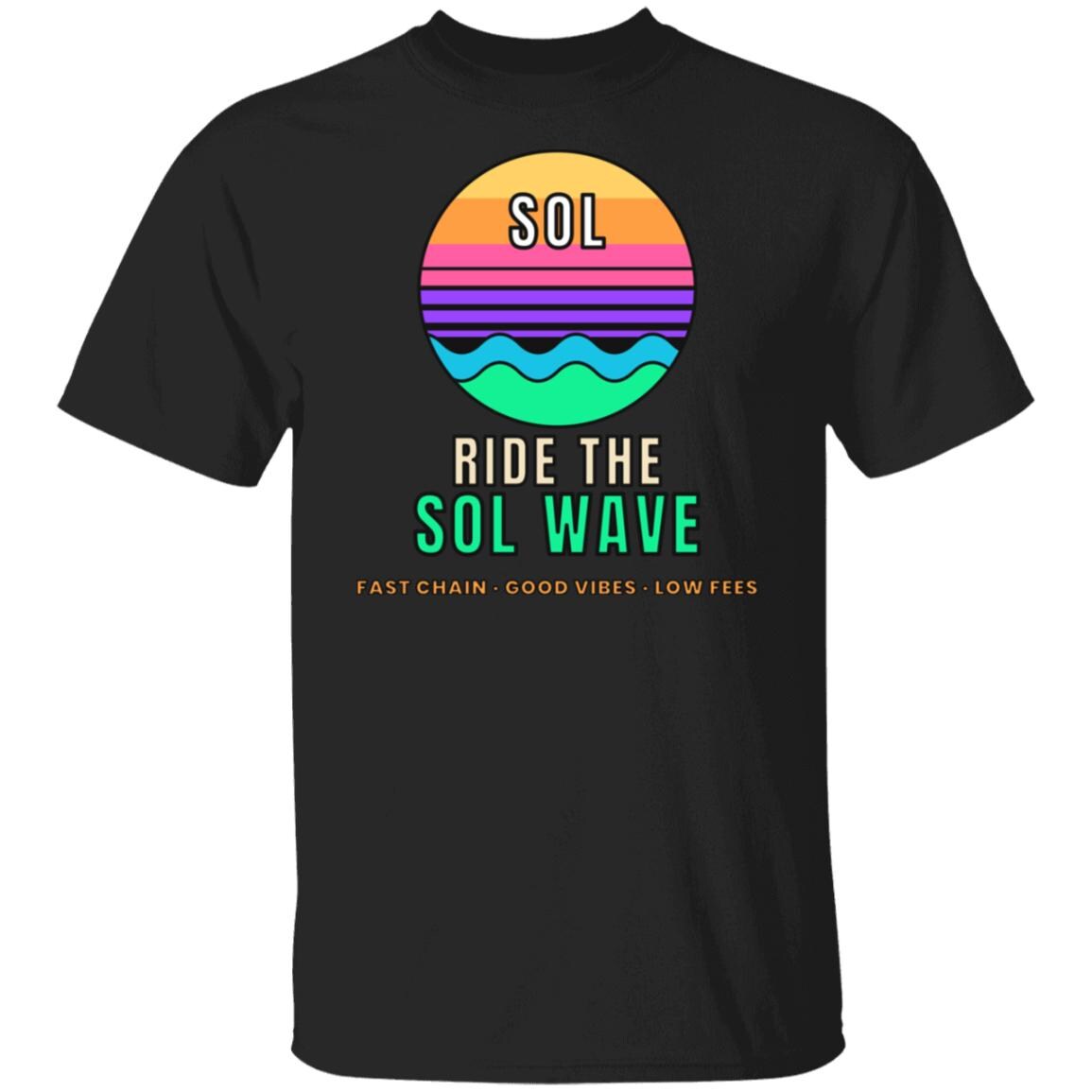 Ride The SOL Wave Shirt, Solana T-Shirt, Retro Sunset Crypto Tee, SOL Holder Gift, Surf Crypto Shirt, Crypto Investor Gift