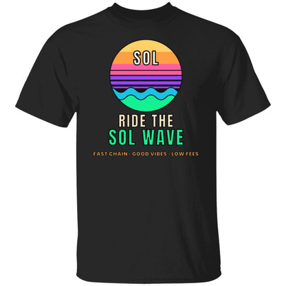 Ride The SOL Wave Shirt, Solana T-Shirt, Retro Sunset Crypto Tee, SOL Holder Gift, Surf Crypto Shirt, Crypto Investor Gift