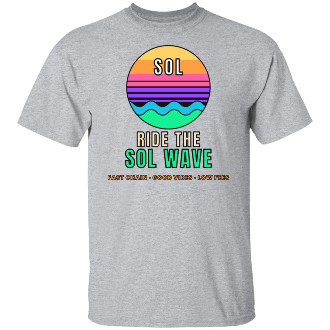 Ride The SOL Wave Shirt, Solana T-Shirt, Retro Sunset Crypto Tee, SOL Holder Gift, Surf Crypto Shirt, Crypto Investor Gift