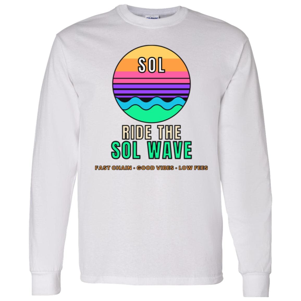 Ride The SOL Wave Long Sleeve Shirt, Solana Tee, Retro Sunset Crypto Shirt, SOL Holder Gift