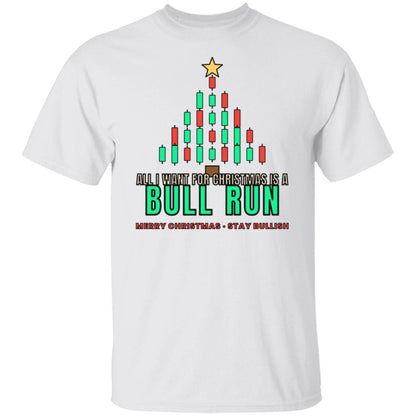 All I Want For Christmas Is A Bull Run Shirt, Funny Christmas Crypto T-Shirt, Candlestick Tree Tee, Trader Gift