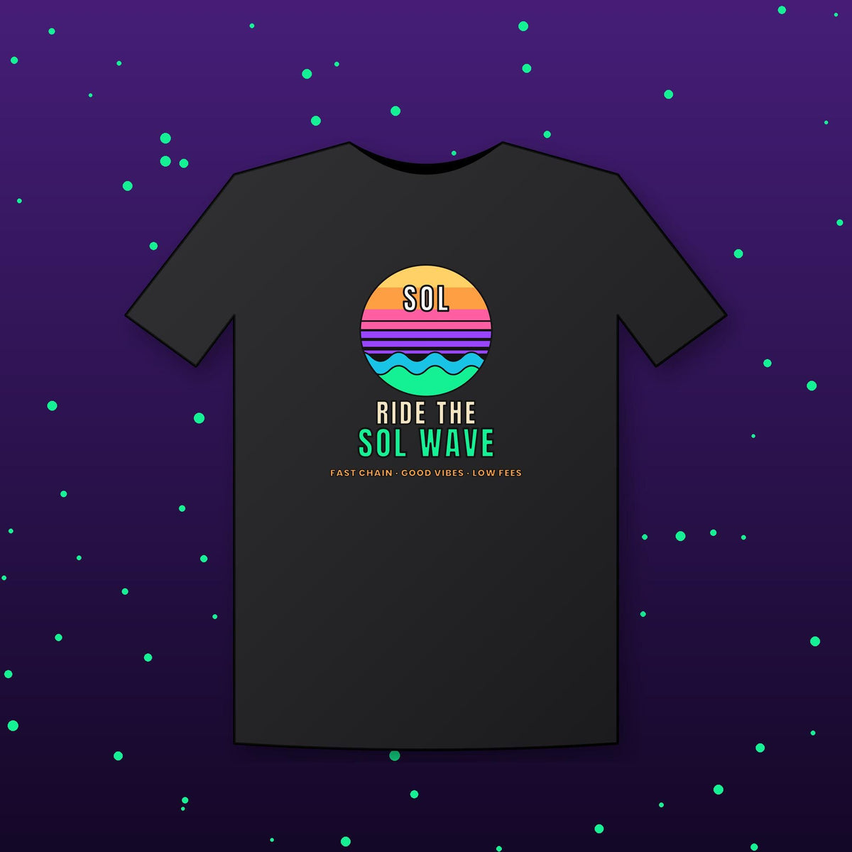 Ride The SOL Wave Shirt, Solana T-Shirt, Retro Sunset Crypto Tee, SOL Holder Gift, Surf Crypto Shirt, Crypto Investor Gift