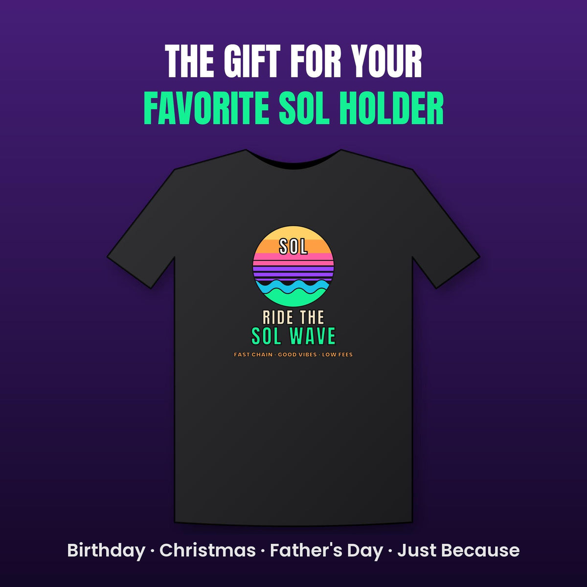 Ride The SOL Wave Shirt, Solana T-Shirt, Retro Sunset Crypto Tee, SOL Holder Gift, Surf Crypto Shirt, Crypto Investor Gift