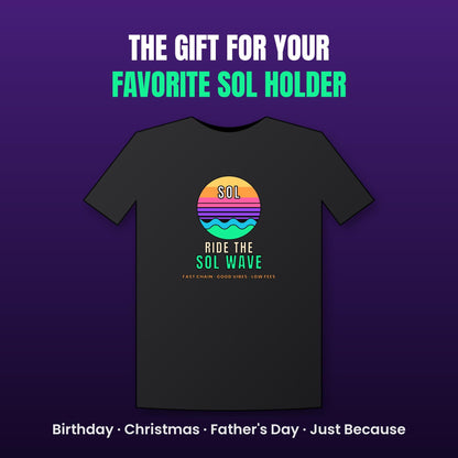 Ride The SOL Wave Shirt, Solana T-Shirt, Retro Sunset Crypto Tee, SOL Holder Gift, Surf Crypto Shirt, Crypto Investor Gift