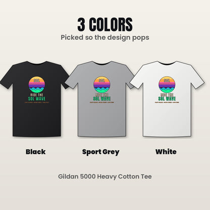 Ride The SOL Wave Shirt, Solana T-Shirt, Retro Sunset Crypto Tee, SOL Holder Gift, Surf Crypto Shirt, Crypto Investor Gift
