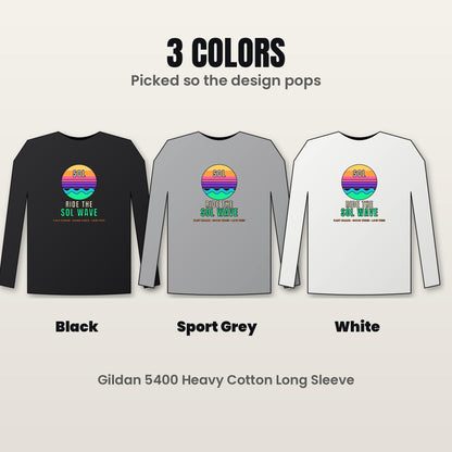 Ride The SOL Wave Long Sleeve Shirt, Solana Tee, Retro Sunset Crypto Shirt, SOL Holder Gift