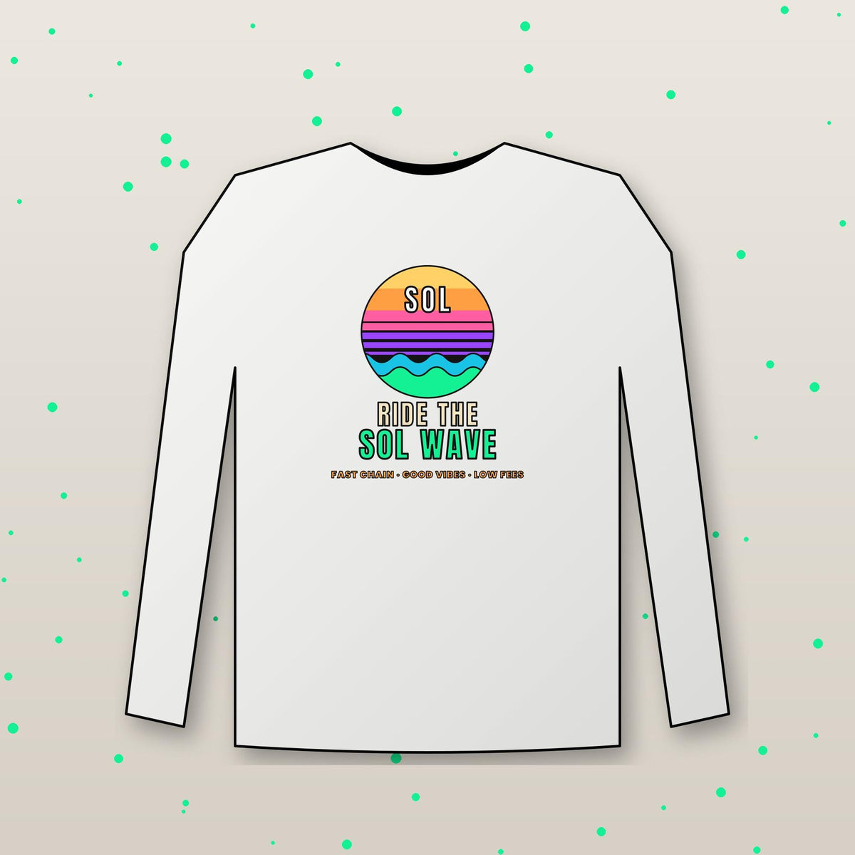 Ride The SOL Wave Long Sleeve Shirt, Solana Tee, Retro Sunset Crypto Shirt, SOL Holder Gift