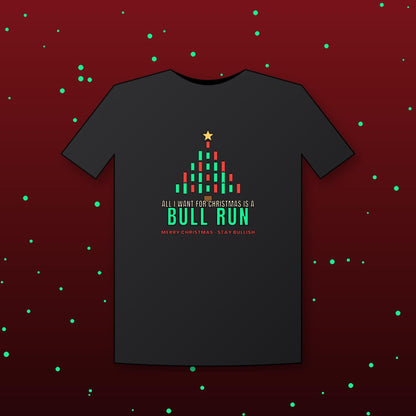 All I Want For Christmas Is A Bull Run Shirt, Funny Christmas Crypto T-Shirt, Candlestick Tree Tee, Trader Gift