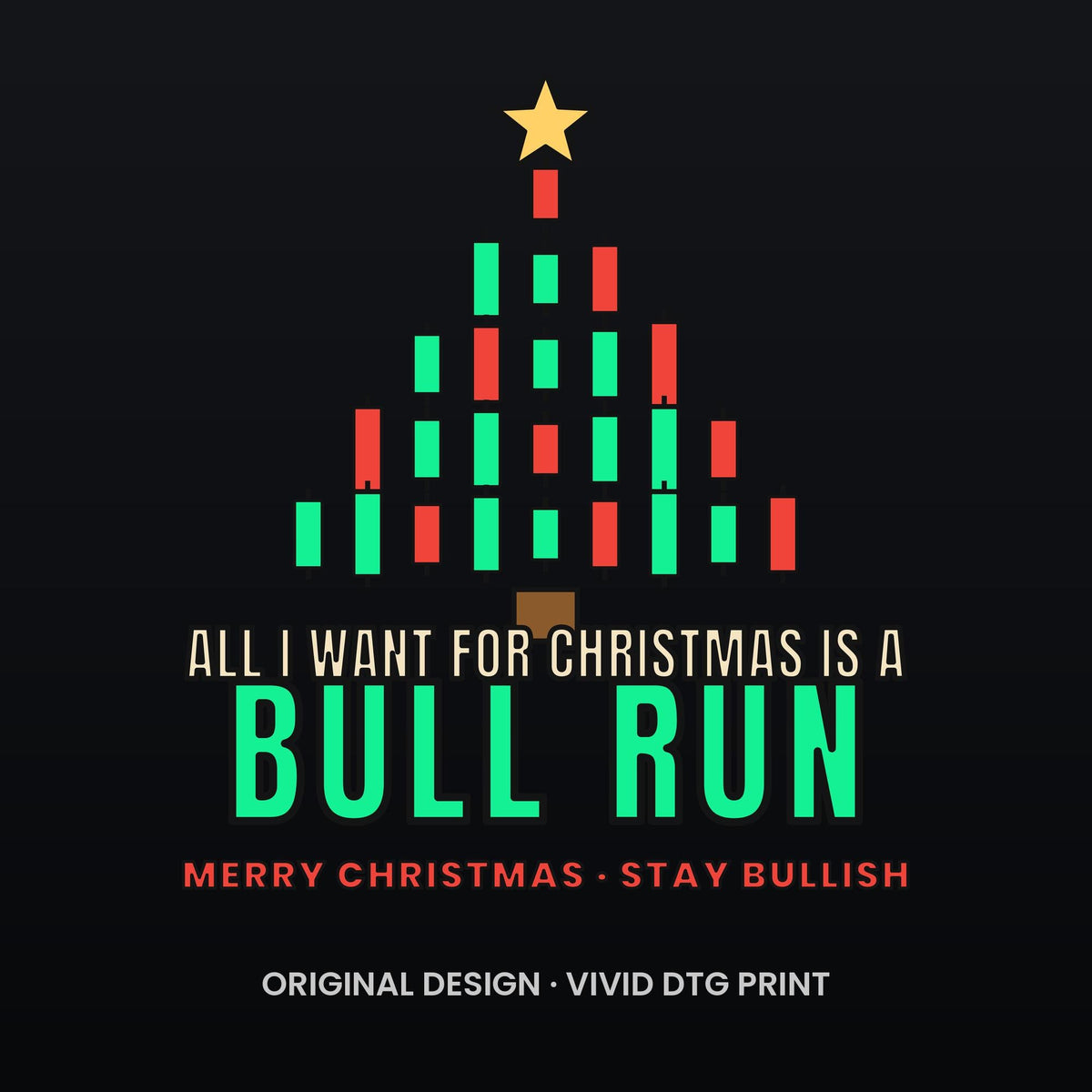 All I Want For Christmas Is A Bull Run Long Sleeve Shirt, Christmas Crypto Tee, Candlestick Tree Shirt