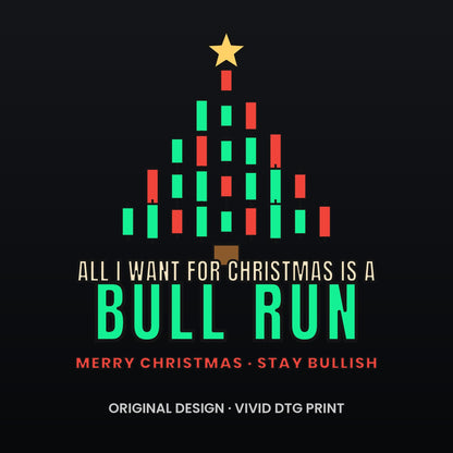 All I Want For Christmas Is A Bull Run Long Sleeve Shirt, Christmas Crypto Tee, Candlestick Tree Shirt