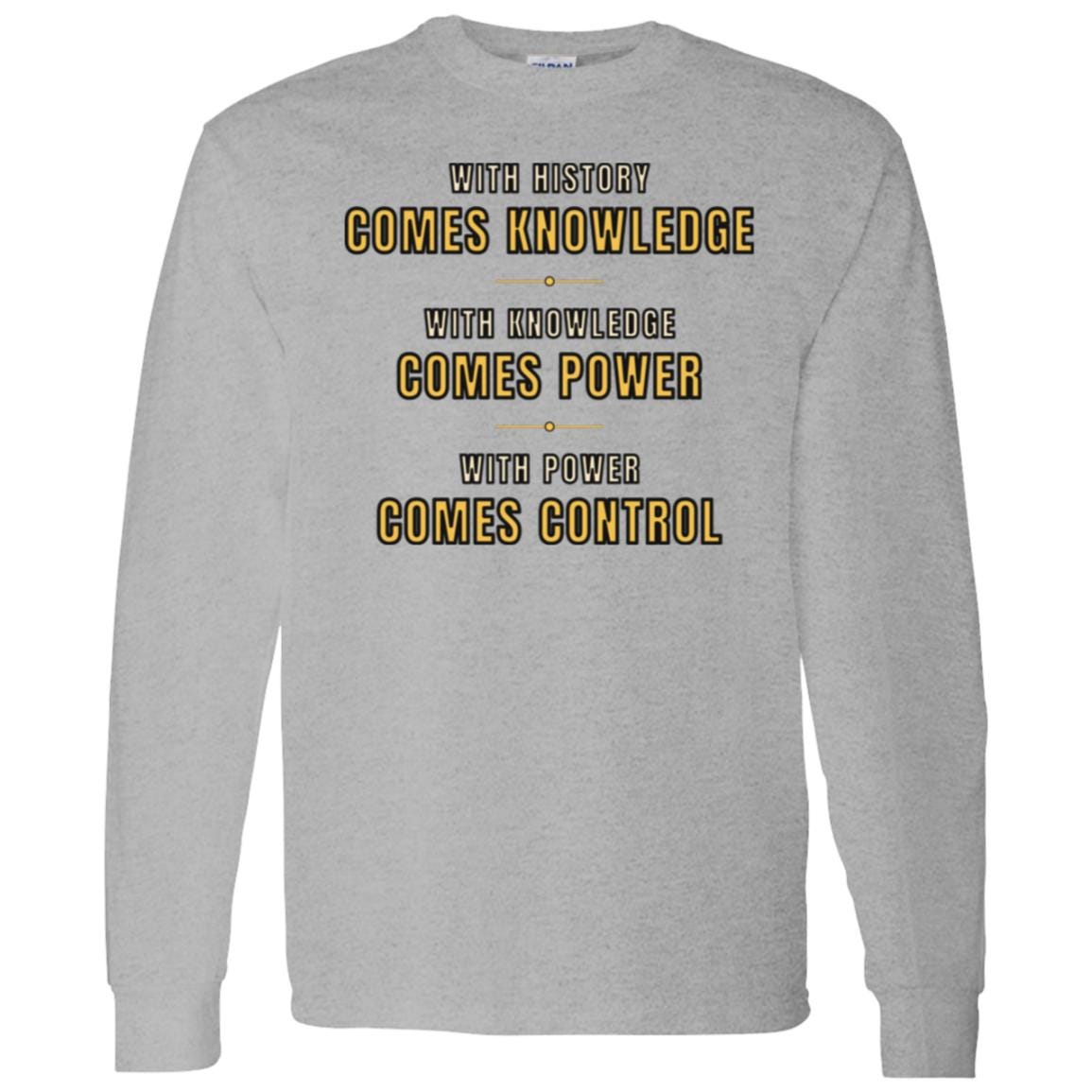 With History Comes Knowledge Long Sleeve Shirt, Knowledge Is Power Quote Tee, Motivational Shirt, History Gift