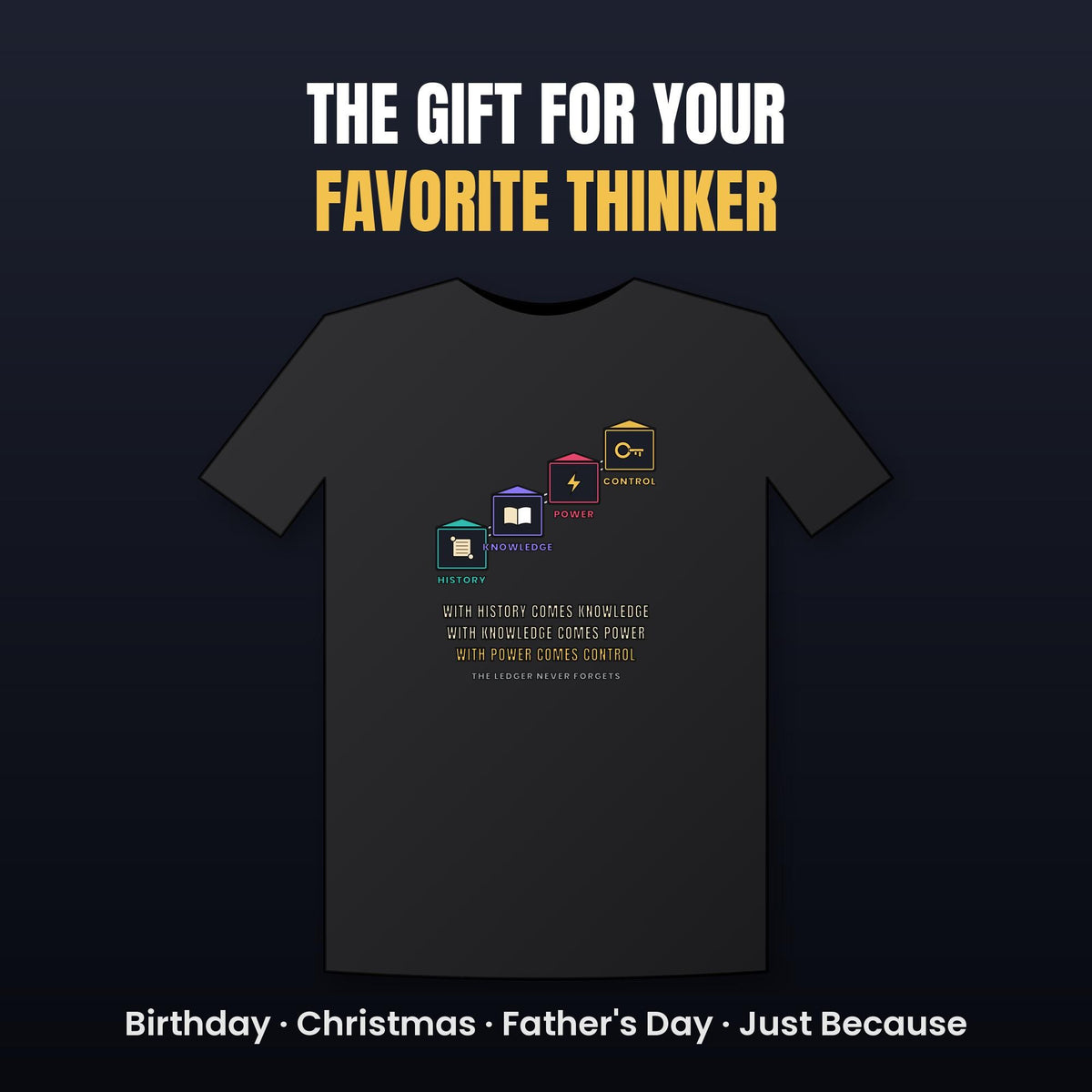 With History Comes Knowledge Shirt, Knowledge Is Power Tee, Blockchain Crypto T-Shirt, Bitcoin Investor Gift, Motivational Shirt