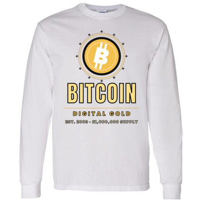 Gold Bitcoin Long Sleeve Shirt, Digital Gold Tee, Bitcoin Gift For Men, Crypto Investor Shirt, BTC Gift