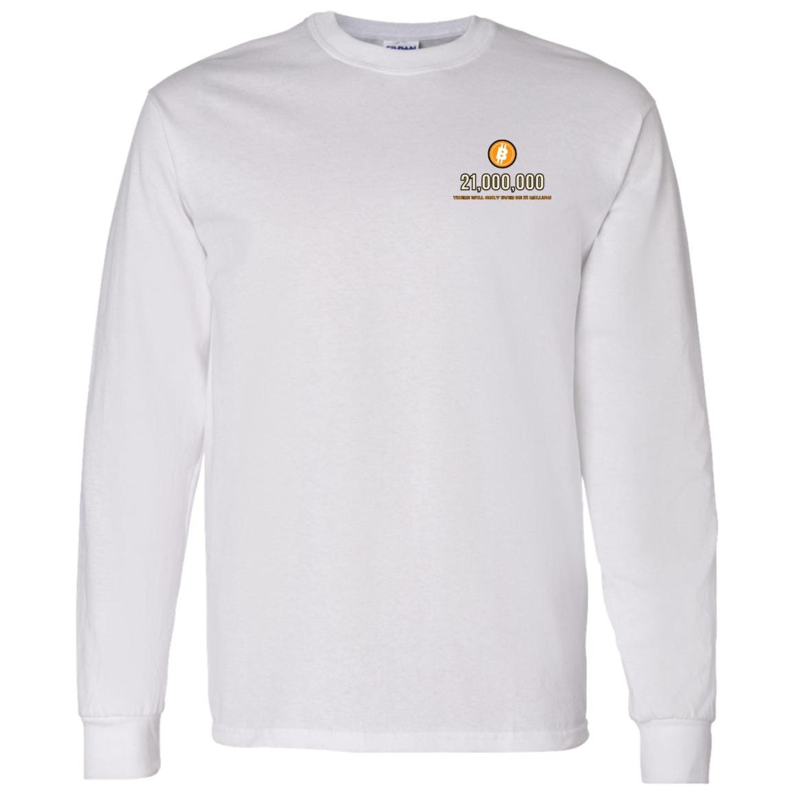 Bitcoin 21 Million Long Sleeve Shirt, Minimalist Bitcoin Tee, Small Chest BTC Shirt, Crypto Gift For Men