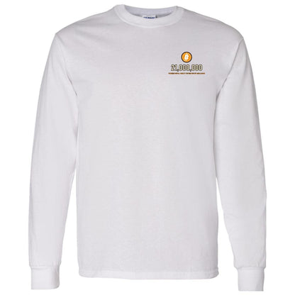 Bitcoin 21 Million Long Sleeve Shirt, Minimalist Bitcoin Tee, Small Chest BTC Shirt, Crypto Gift For Men