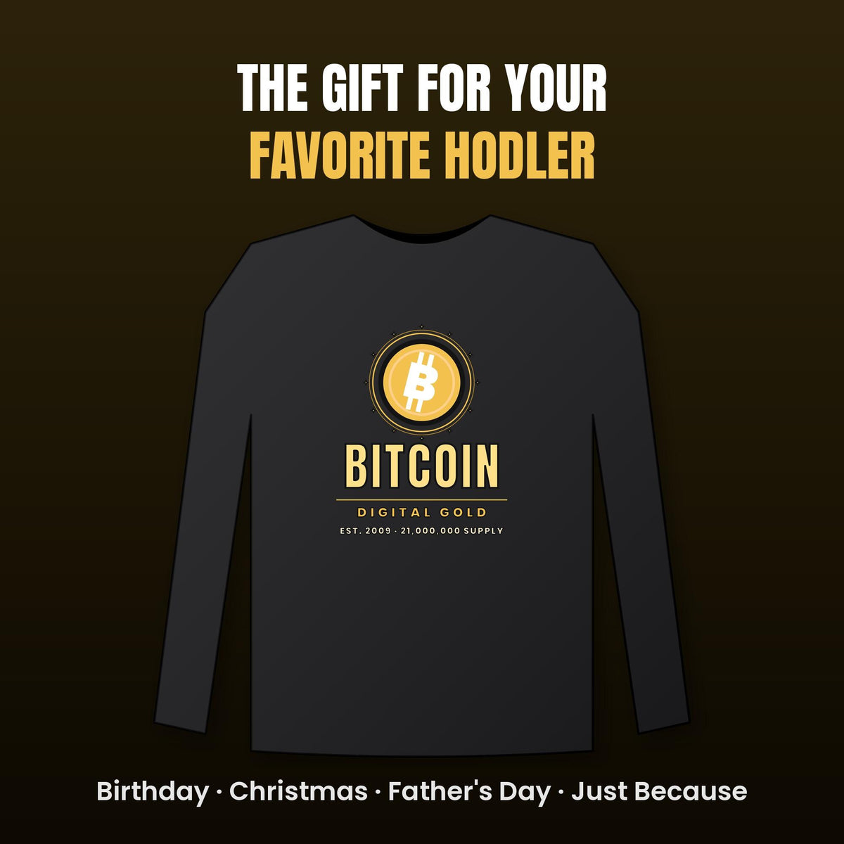 Gold Bitcoin Long Sleeve Shirt, Digital Gold Tee, Bitcoin Gift For Men, Crypto Investor Shirt, BTC Gift