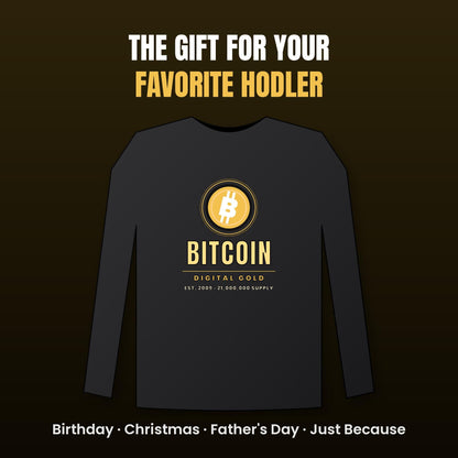Gold Bitcoin Long Sleeve Shirt, Digital Gold Tee, Bitcoin Gift For Men, Crypto Investor Shirt, BTC Gift