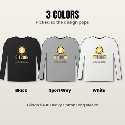 Gold Bitcoin Long Sleeve Shirt, Digital Gold Tee, Bitcoin Gift For Men, Crypto Investor Shirt, BTC Gift